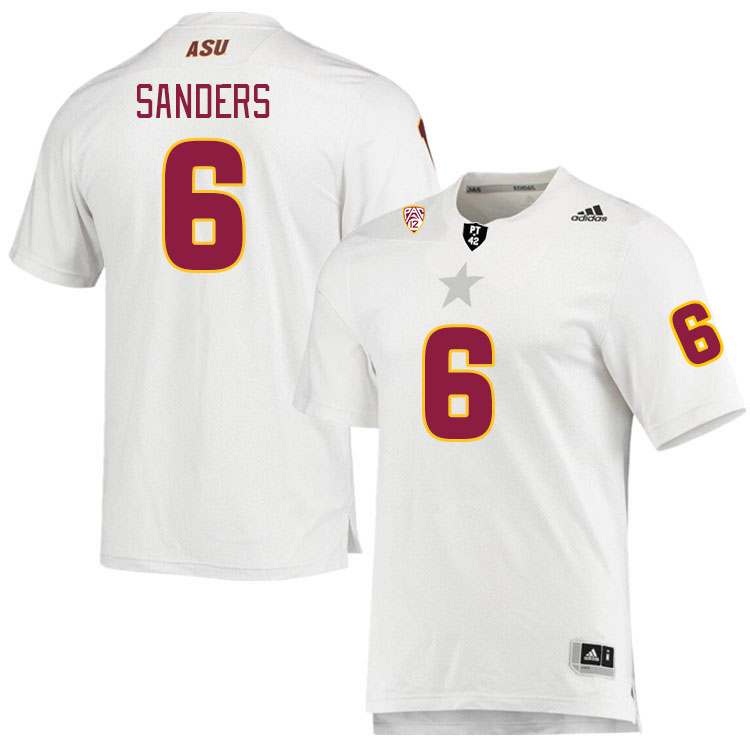 Men #6 Giovanni Sanders Arizona State Sun Devils College Football Jerseys Stitched Sale-White - Click Image to Close